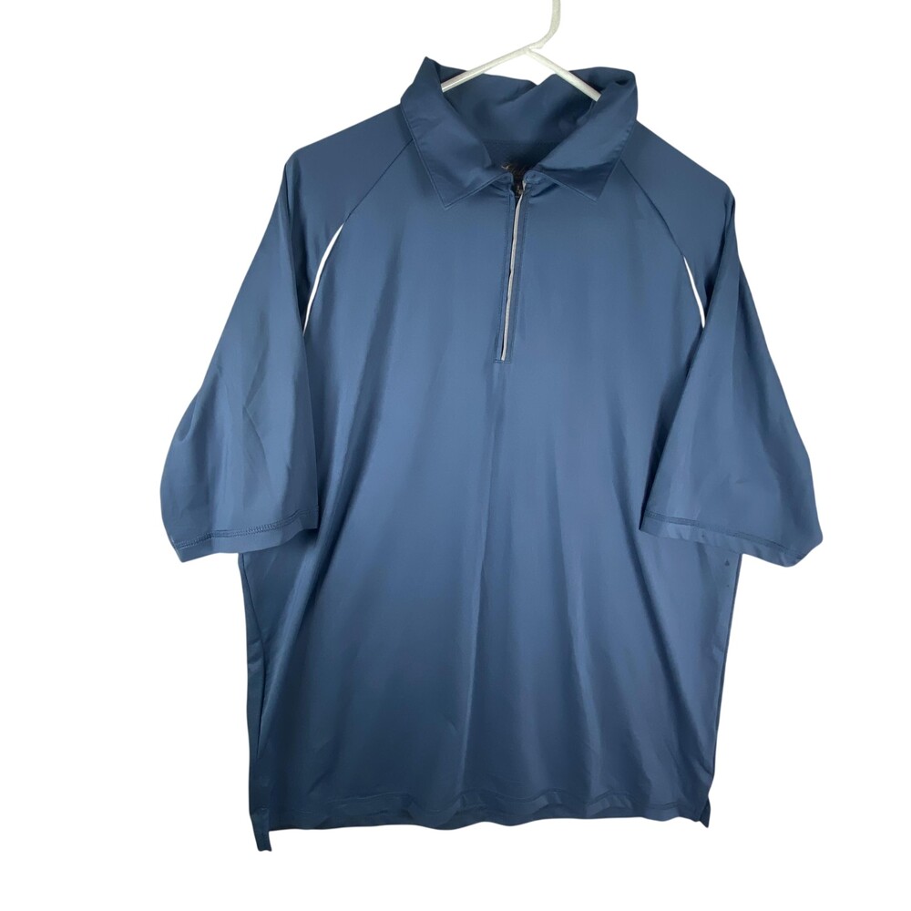 Tri-Mountain Gold Pullover Mens Large Blue 1/4 Zip Golf Shirt Stretch Top